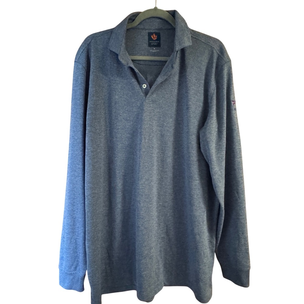 Donald Ross Sport Mens XL Blue Heathered Long Sleeve Golf Polo Performance Shirt